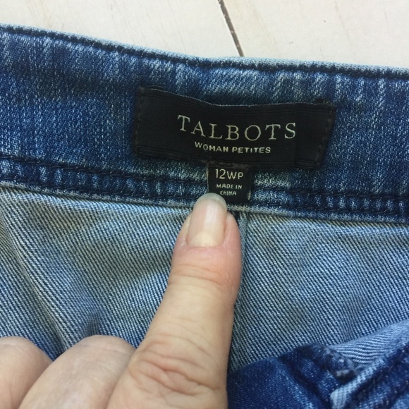 TALBOTS Woman Petites Denim Skirt Distressed 12WP - Picture 5 of 9